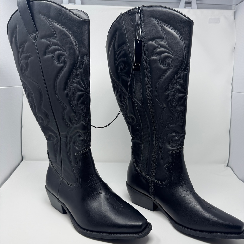 Torrid Black Embroidered Women's Western Cowboy Boots